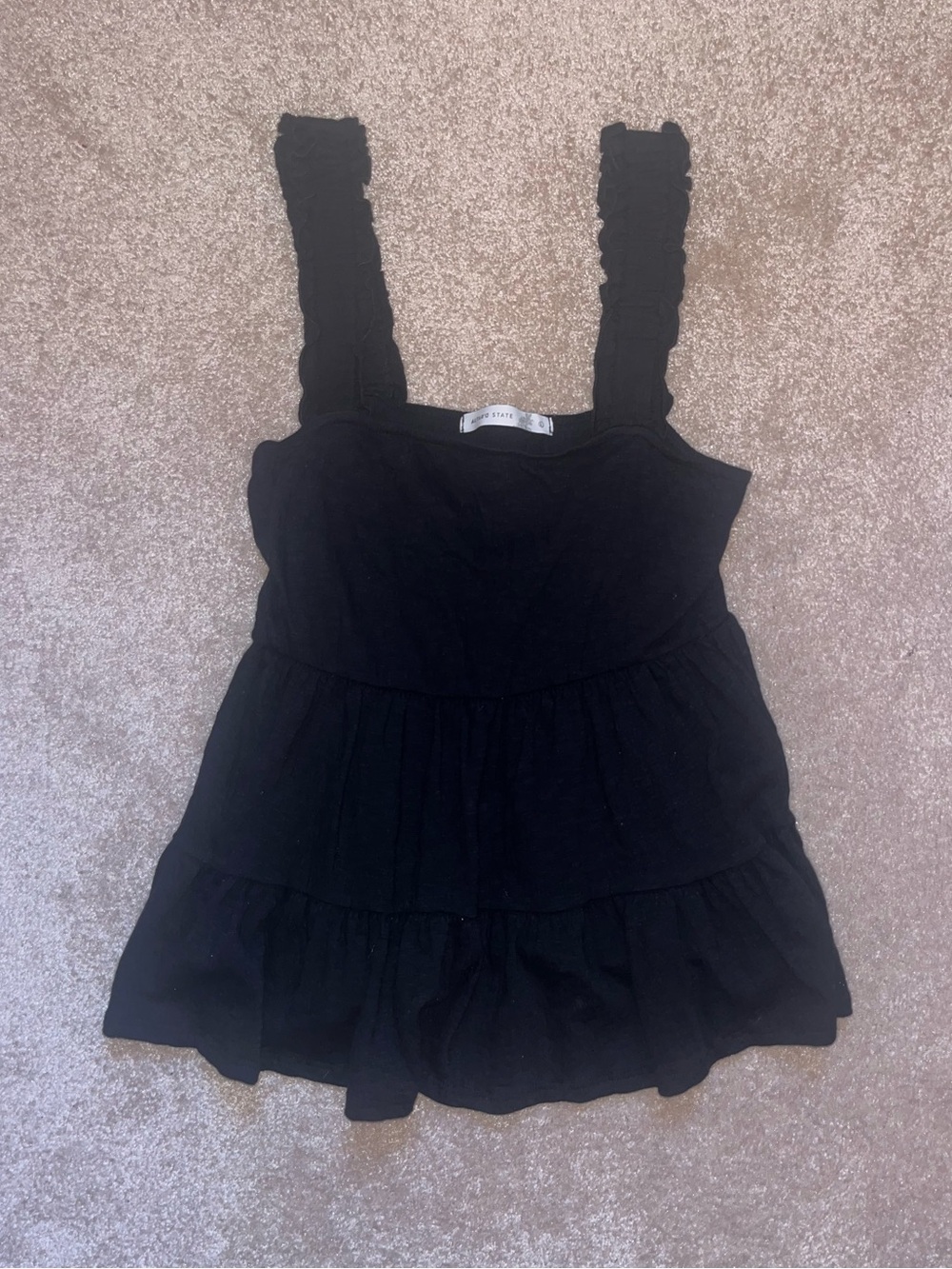 Altar'd State Black Ruffled Tiered Tank Top
